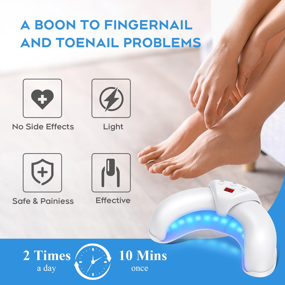 ZZP New Nail Fungus Device hand under light during treatment.
