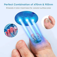 ZZP New Nail Fungus Device LED panel closeup highlighting 18 LEDs.