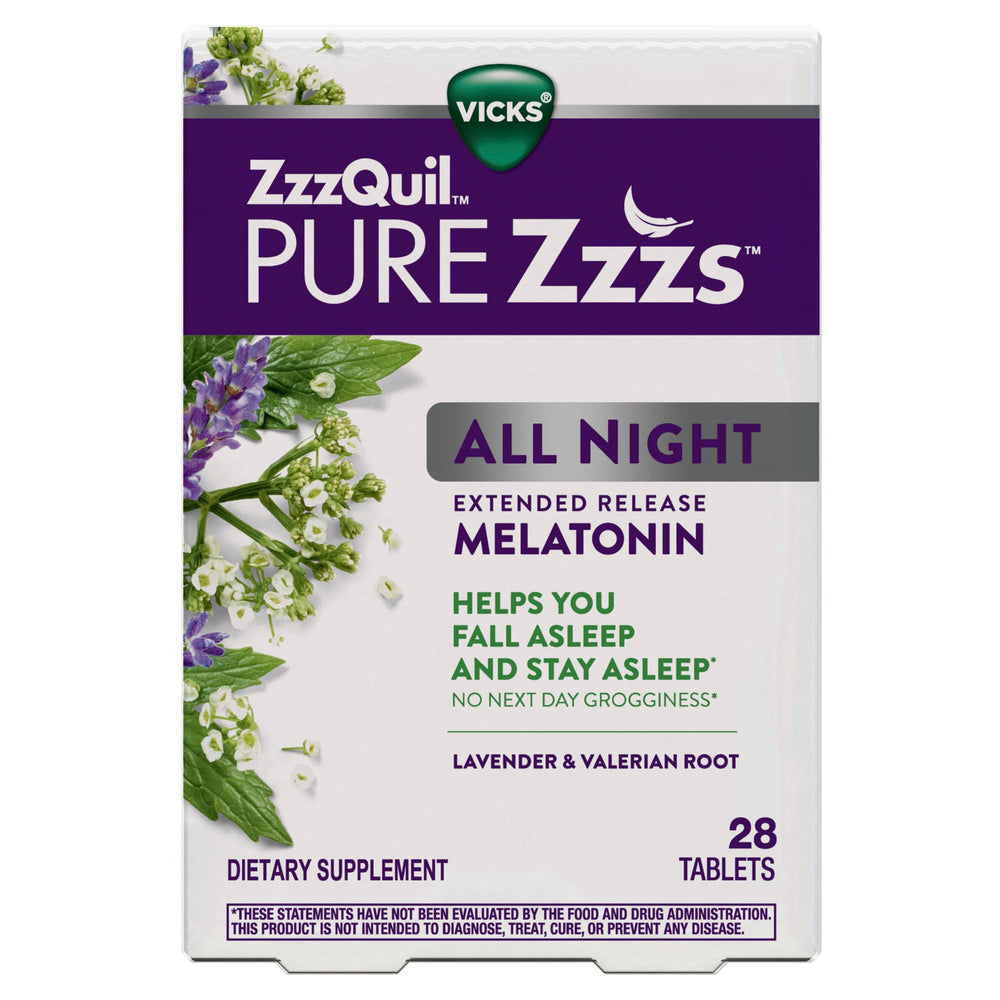 ZzzQuil Pure Zzzs 2-pack box highlights total 56 tablets for value