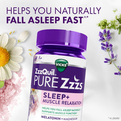 Closeup of ZzzQuil PURE Zzzs label highlighting melatonin content.