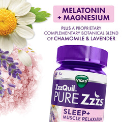 Sleep cycle graphic beside ZzzQuil PURE Zzzs for nightly routine.