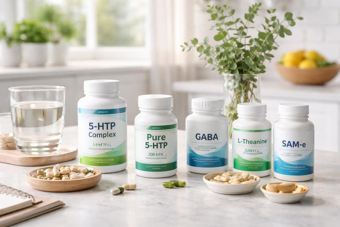 vs of 5-HTP supplements and alternatives on display
