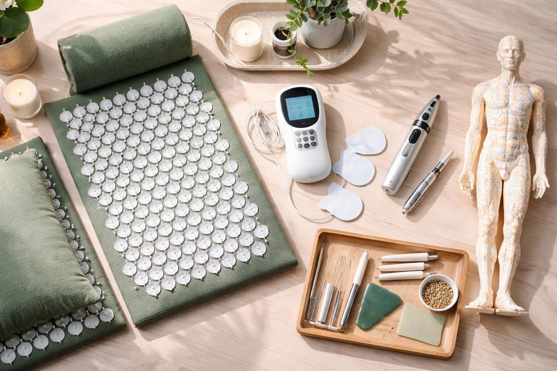 Acupuncture essentials and alternatives vs flatlay