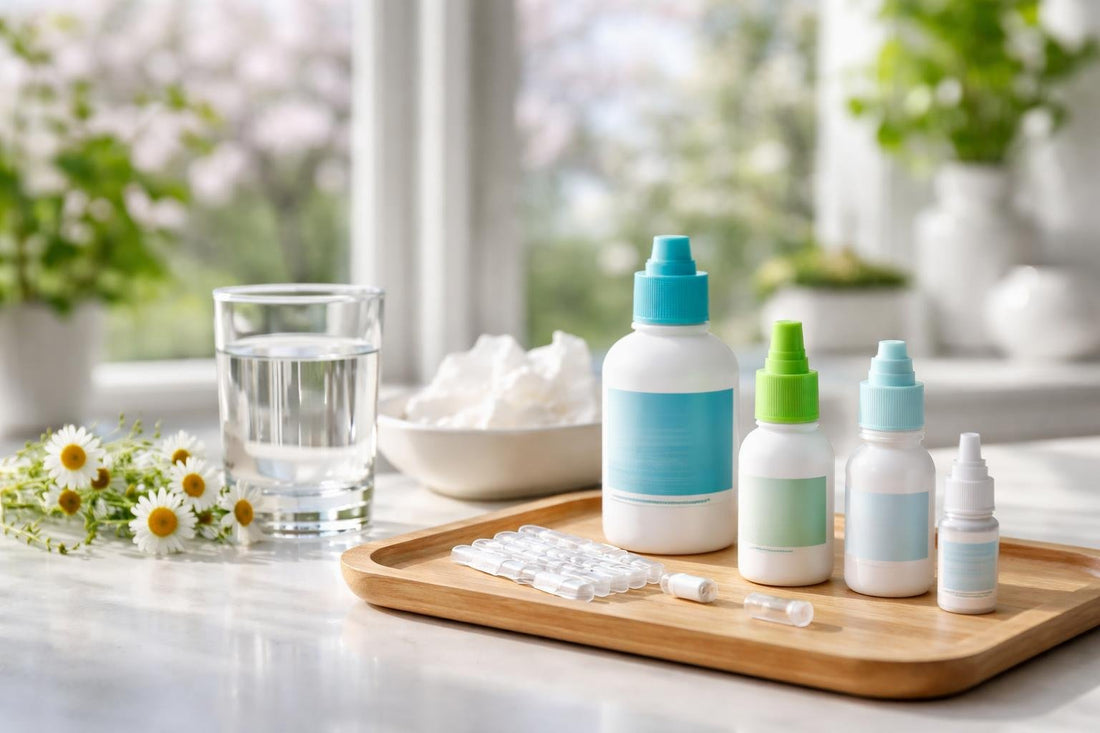 Range of allergy relief eye drops and single-use vials