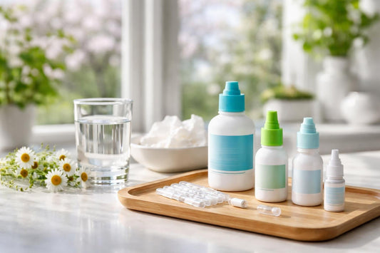 Range of allergy relief eye drops and single-use vials