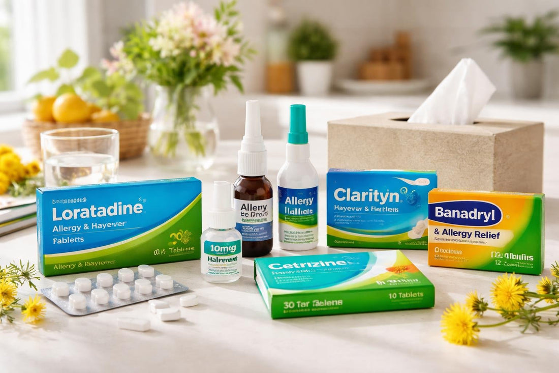 selection of allergy medicines for hay fever relief