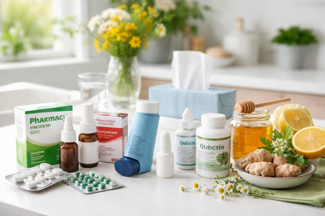 Allergy, sinus and asthma relief products on table