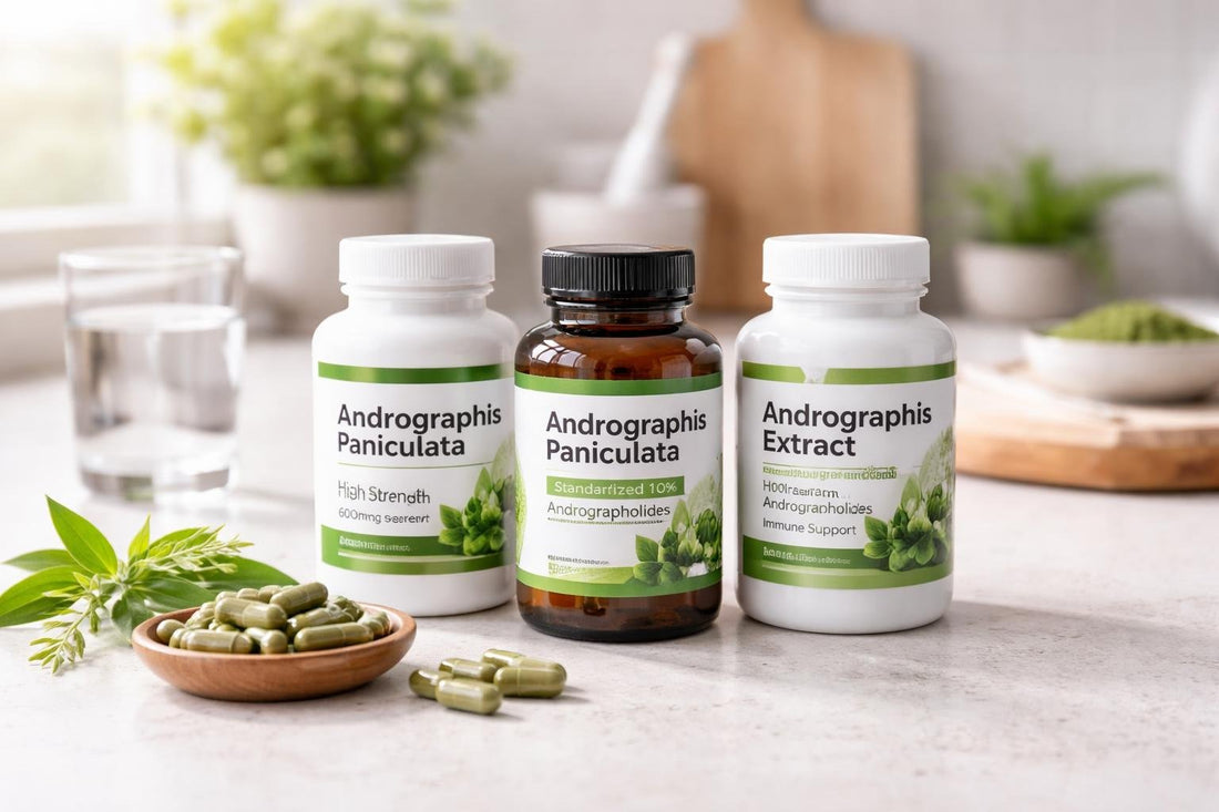 Selection of Andrographis Paniculata supplement bottles UK