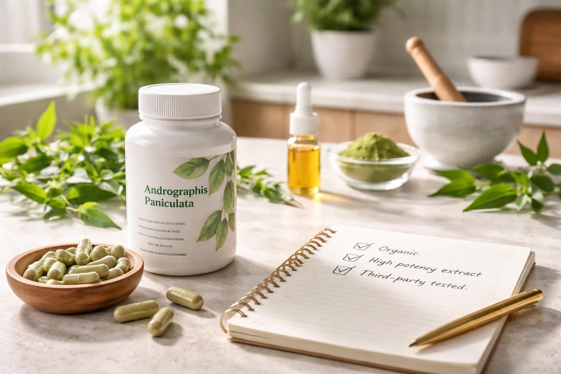 Andrographis paniculata capsules with quality checklist notes