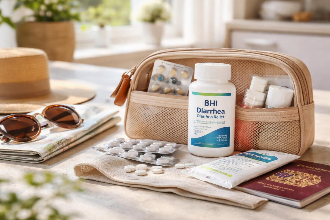 Travel antidiarrhoeal medications and essentials kit