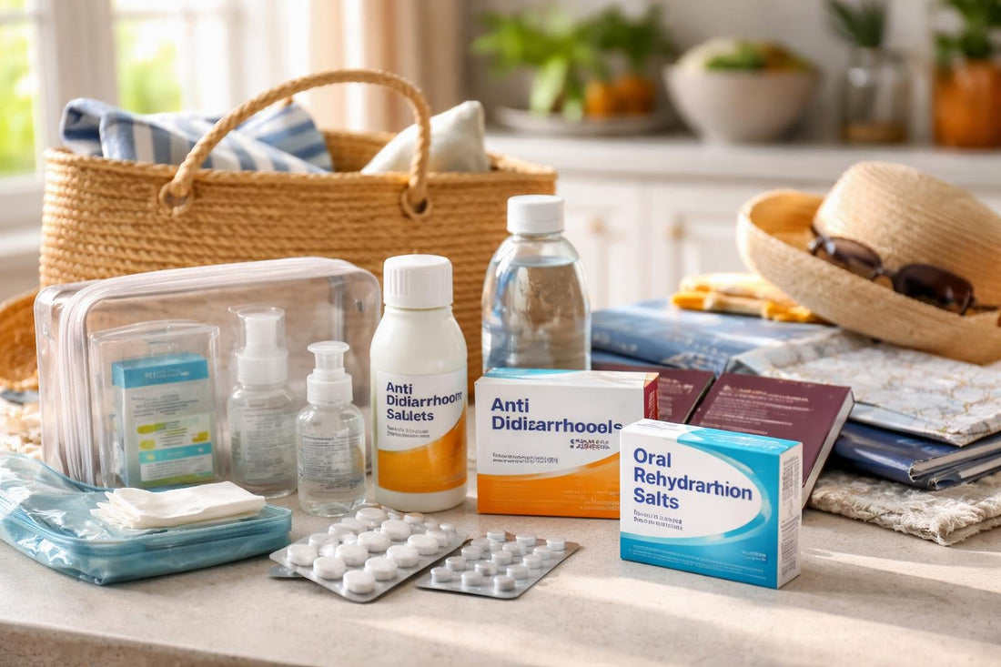 family travel kit with antidiarrhoeal products