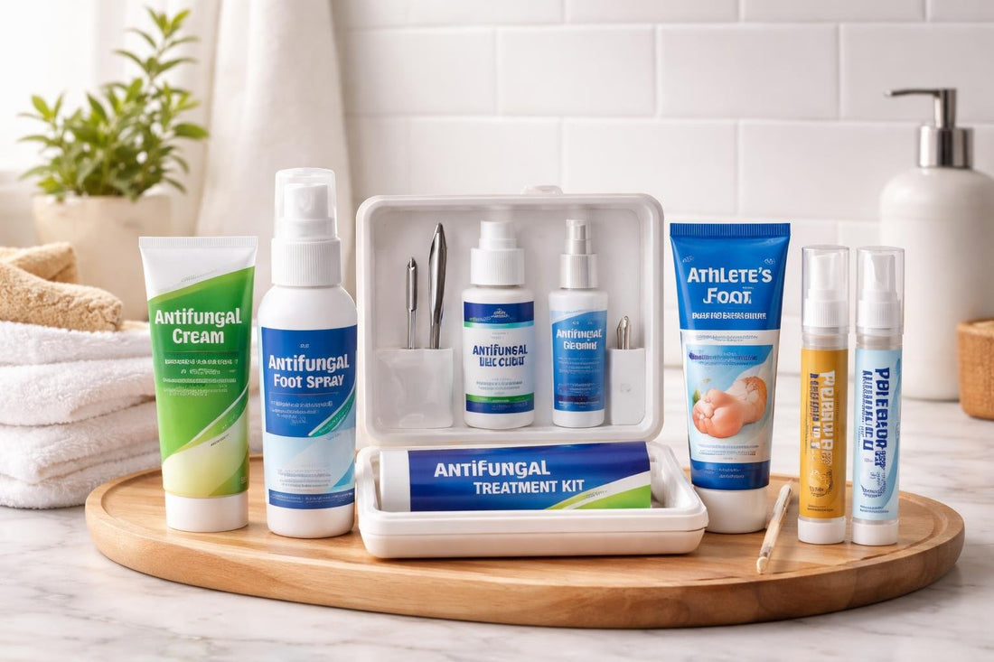 assorted antifungal creams, sticks and treatment kit
