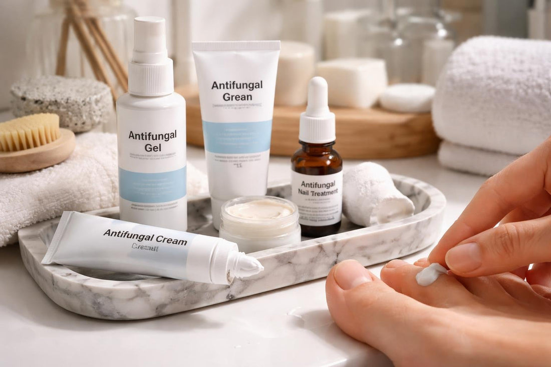 Antifungal cream being applied to clean, dry skin