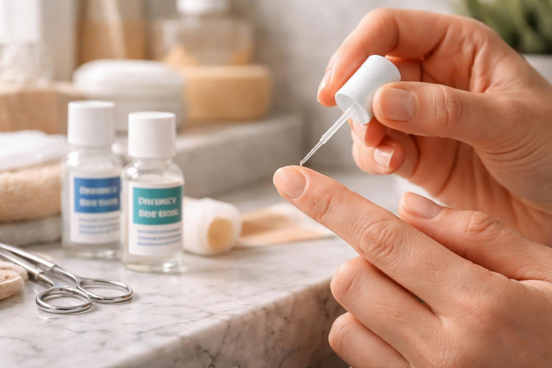 Applying liquid bandage to protect a small fingertip crack
