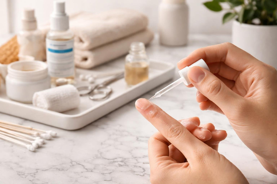 Applying liquid bandage to protect a small finger cut