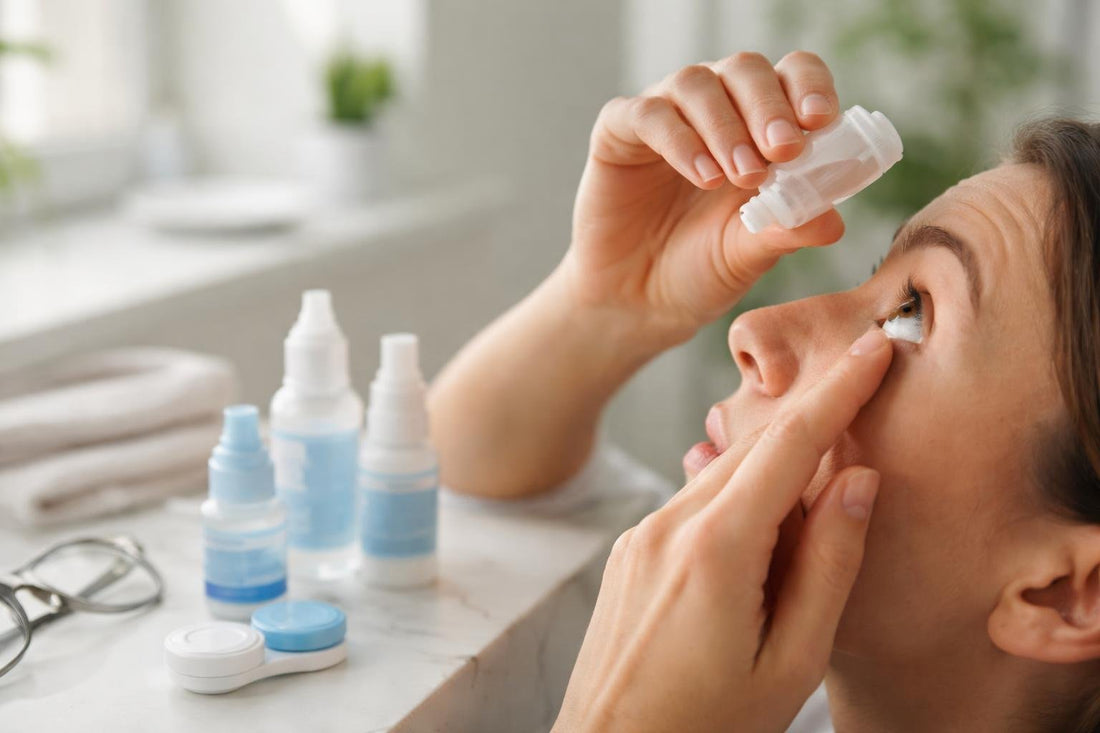 Applying contact lens rewetting drops to relieve dryness