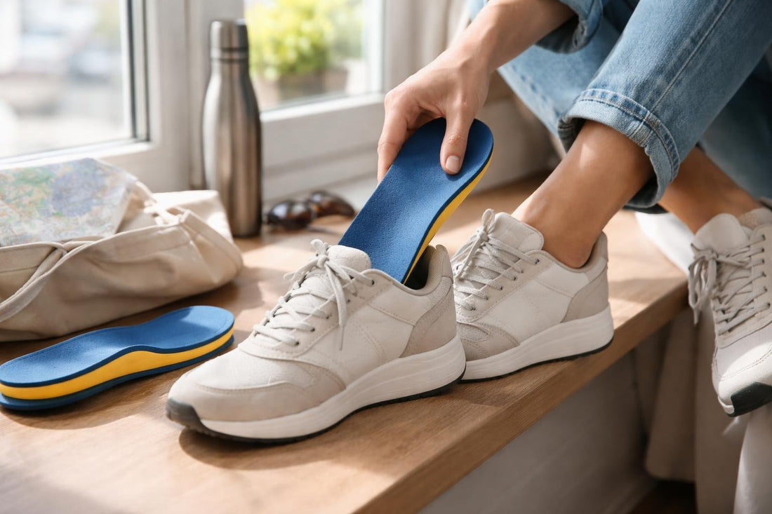 London walker wearing arch support insoles and trainers