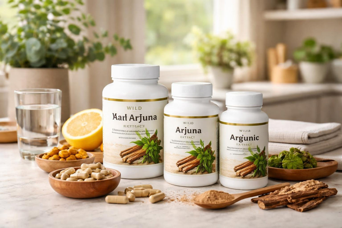 Wild Arjuna supplements for cardiovascular support display