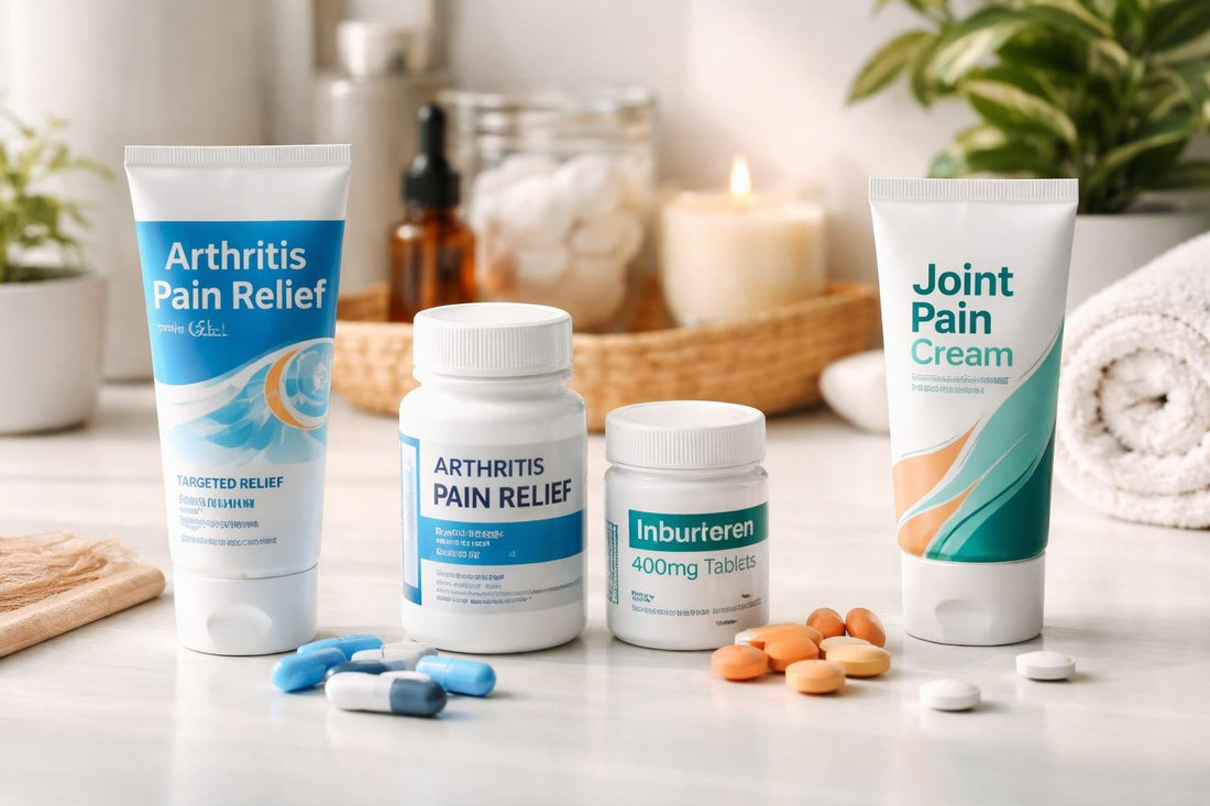 UK shopper comparing arthritis pain relief creams and capsules