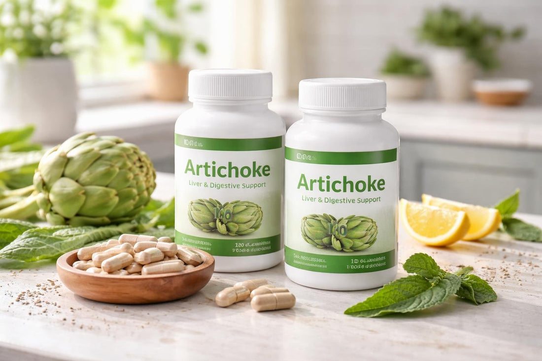 Artichoke supplement bottles and ingredient labels UK