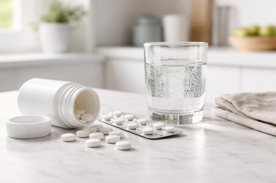 Aspirin tablets with water for safe pain relief