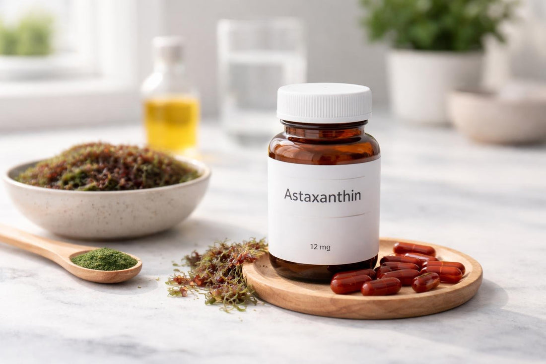 astaxanthin supplement capsules and algae source