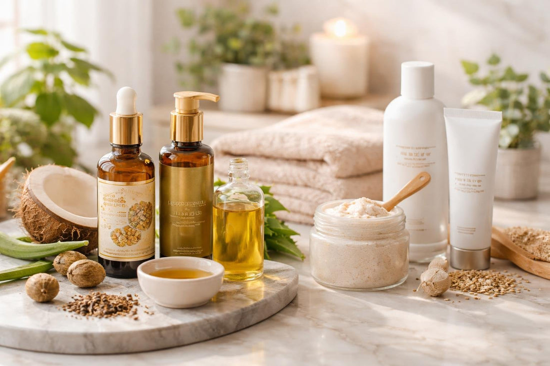 Ayurvedic oils and hair care products for dry scalps