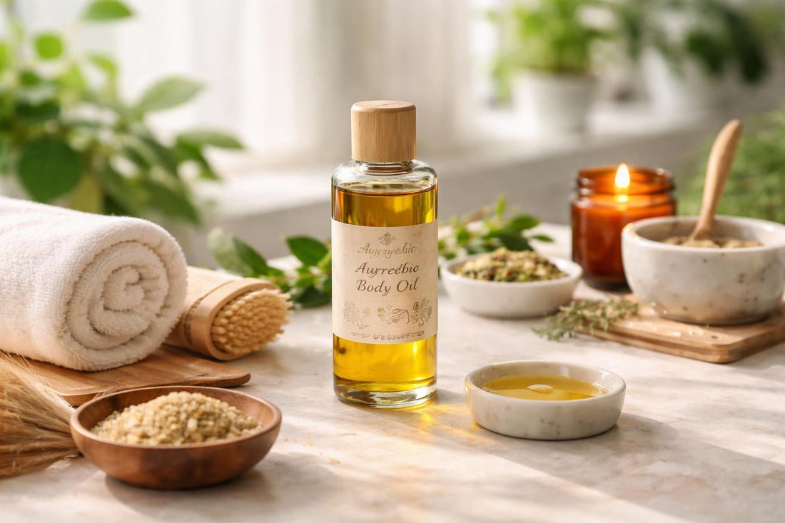 Warm Ayurvedic body oil for full body self-massage