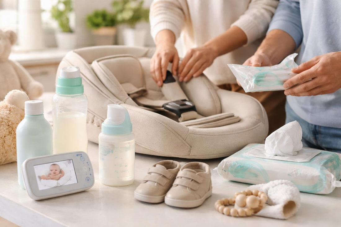 Parents checking baby essentials for safety and correct fit