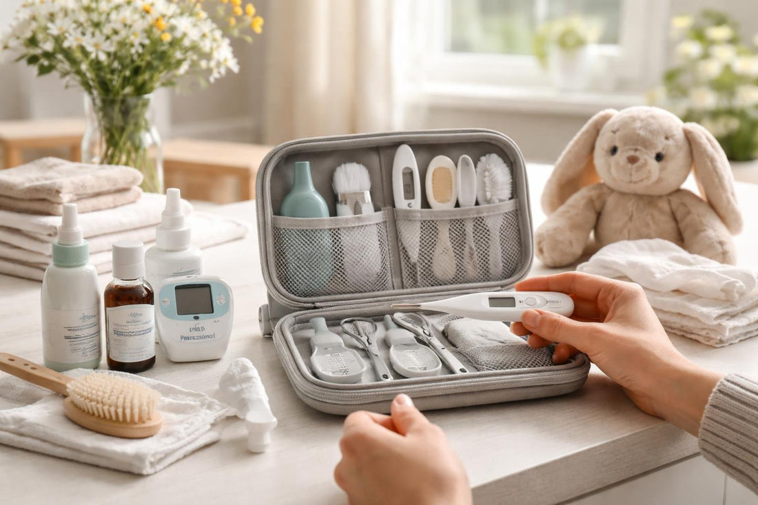 New parent using baby health essentials kit