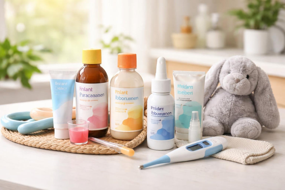 parents choosing baby pain relief products at home