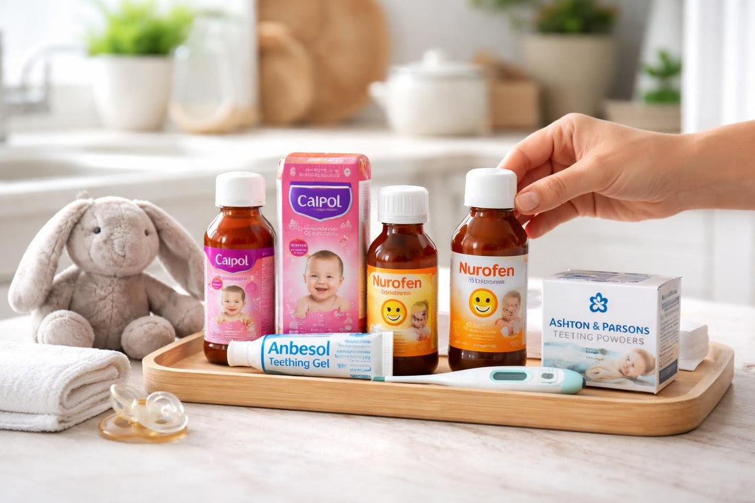 Parent selecting baby pain relief products