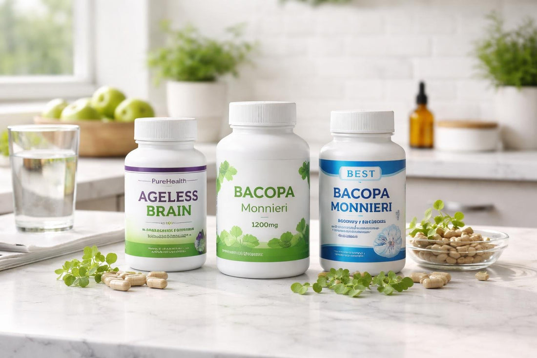 Bacopa supplements selection showing capsules and labels