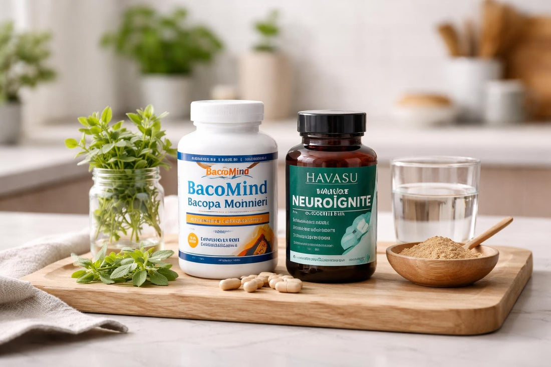 Bacopa Monnieri supplements and capsules on table