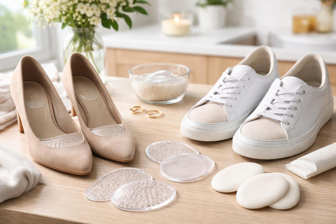 Gel and foam ball-of-foot cushions inside everyday shoes