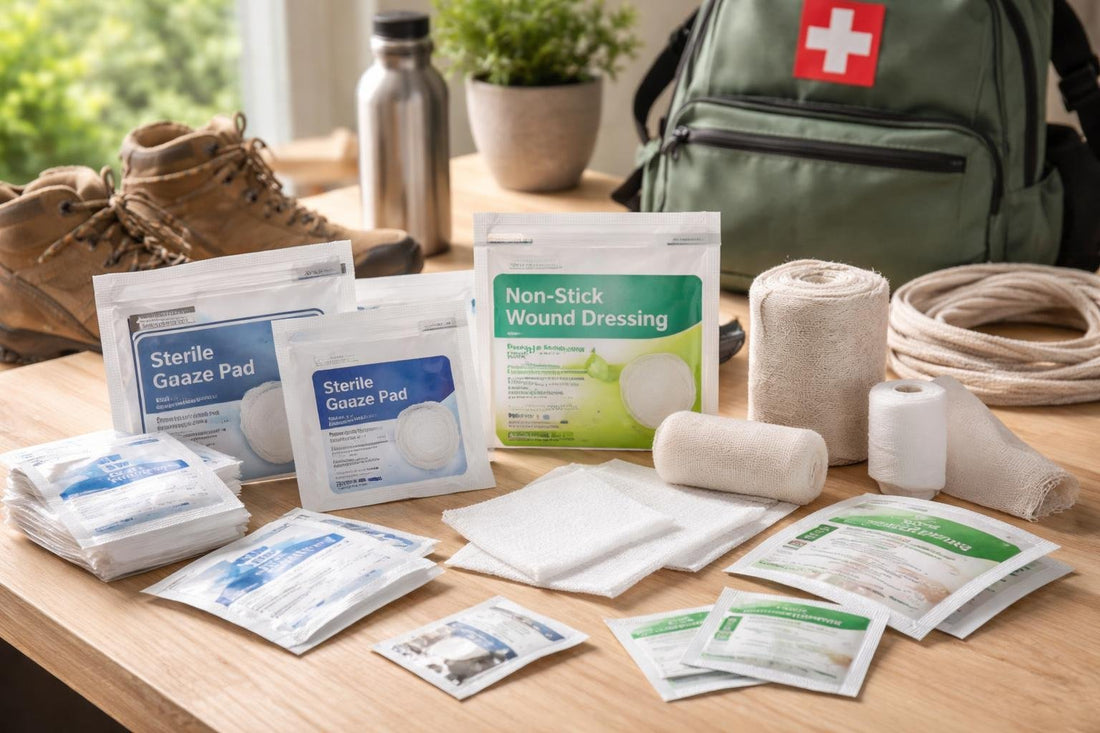 assorted first aid bandaging pads for outdoor kits
