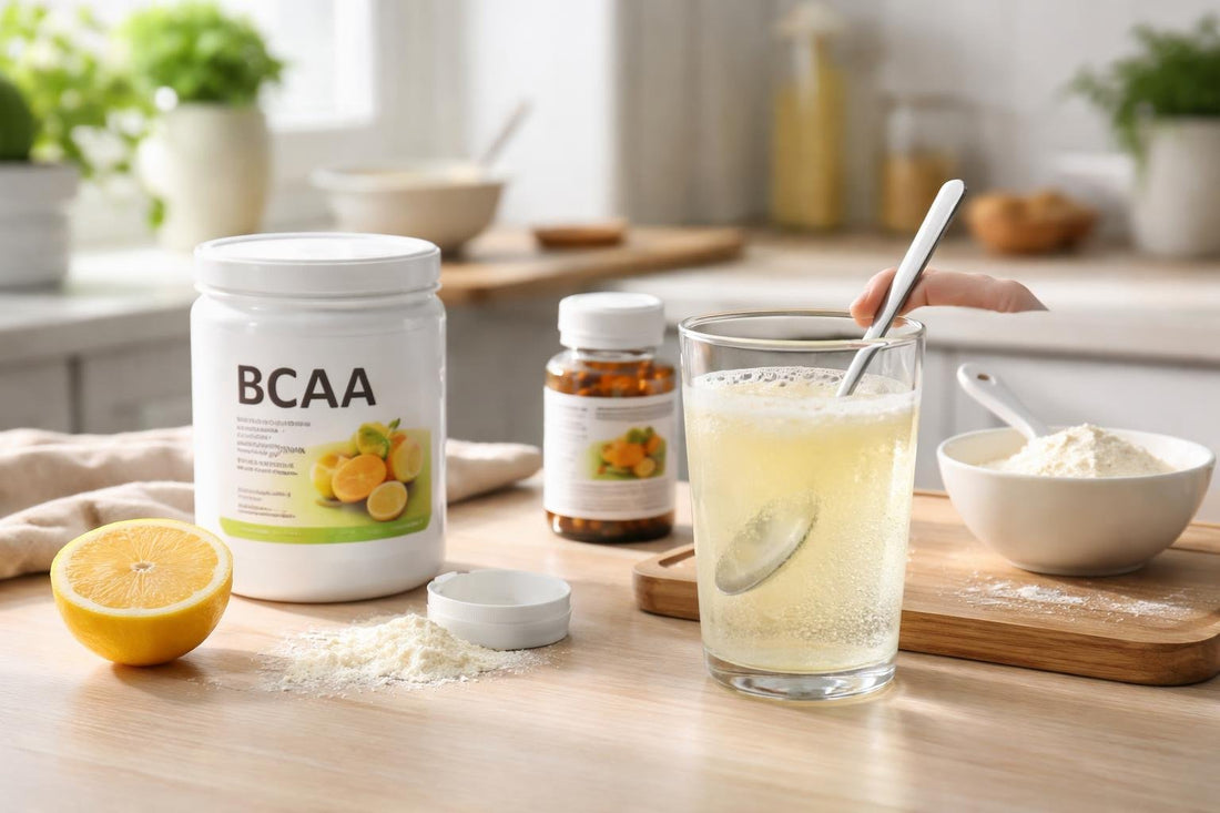 Mixing BCAA powder in water for recovery