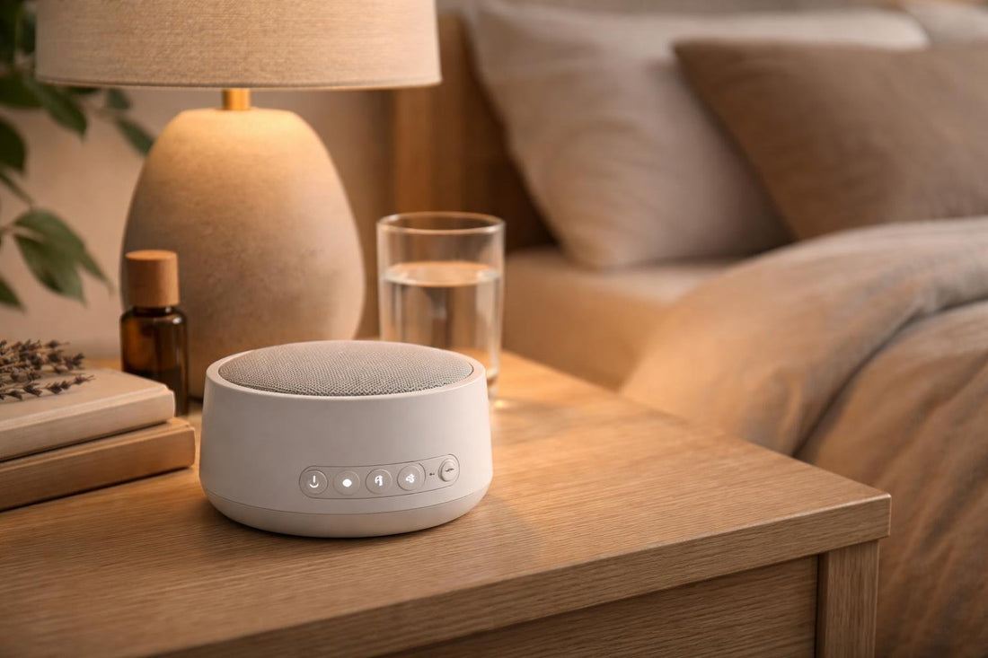 Bedside sleep sound machine with soothing white noise