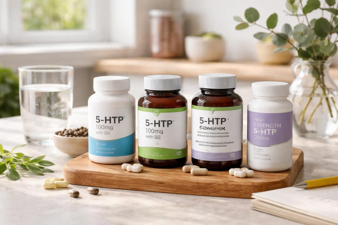 Beginner comparing 5-HTP supplement strengths and capsule formats