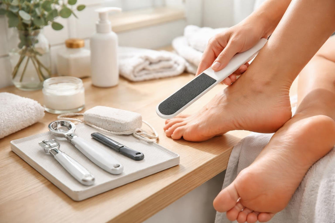 Beginner using a foot file and callus trimmer safely