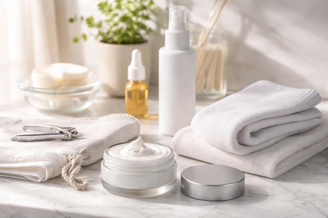 Beginner diabetic foot care routine with moisturiser and socks
