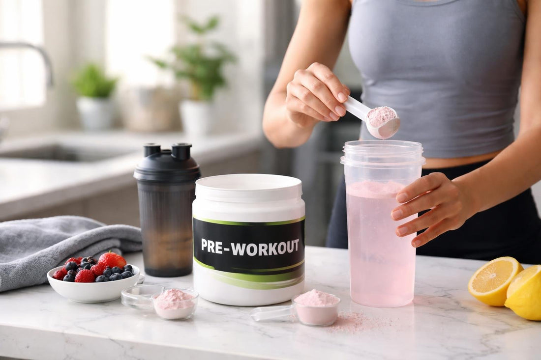 Beginner mixing pre workout powder in shaker bottle