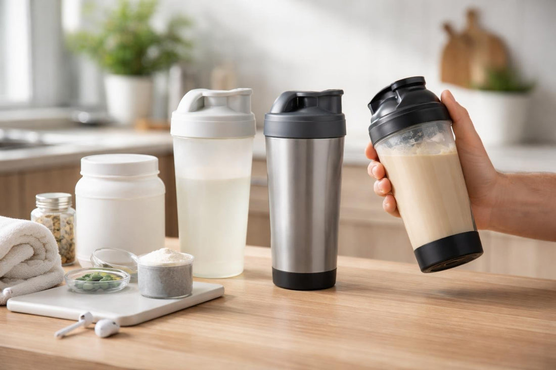 Beginner mixing a protein shake in shaker bottle