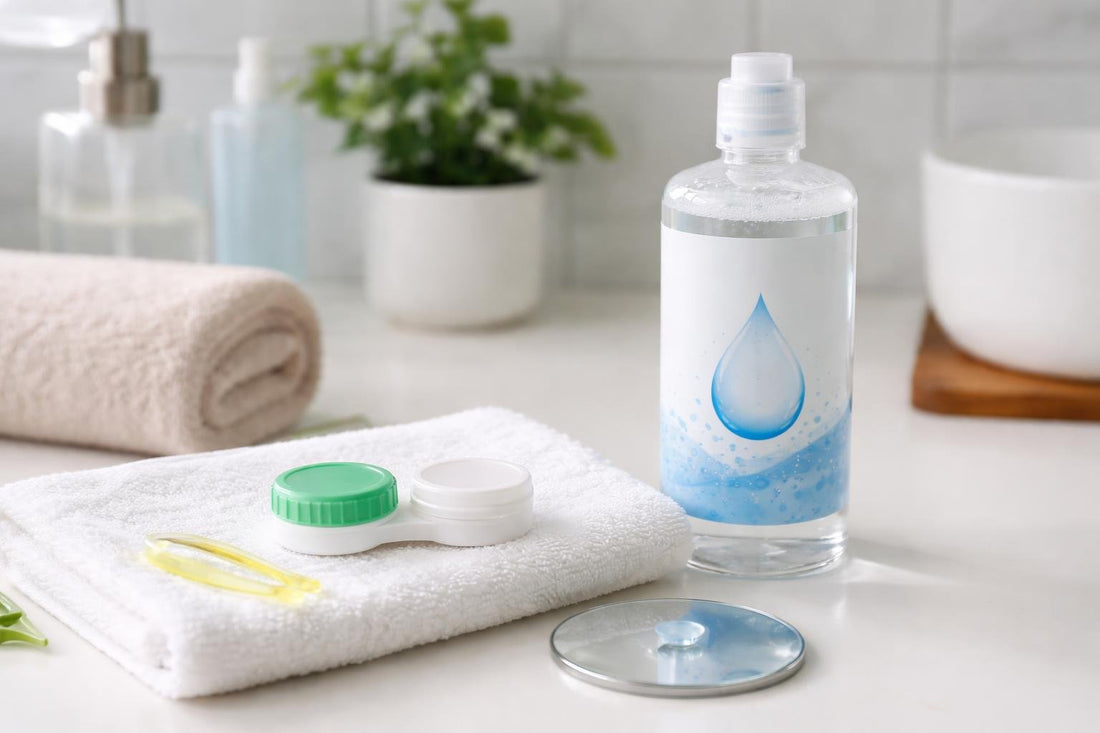 Beginner contact lens soaking solution and clean storage case
