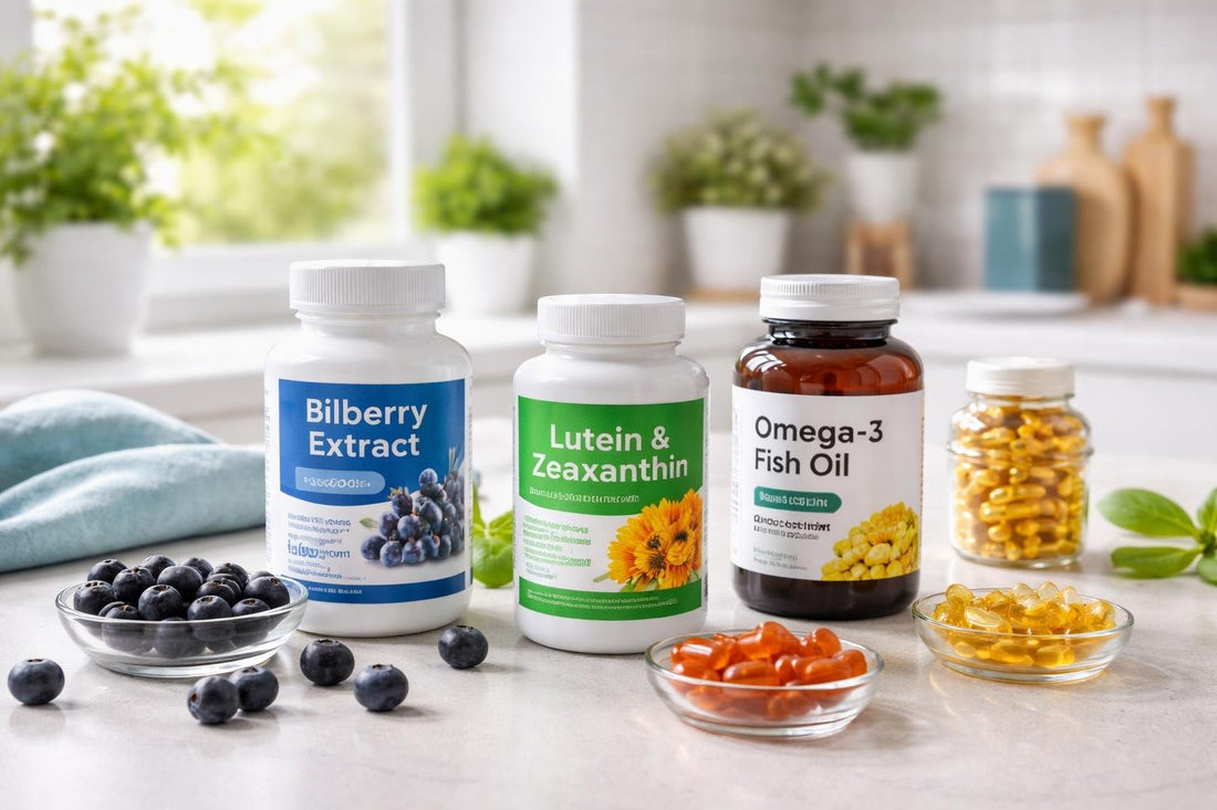 selection of bilberry supplements and alternative eye nutrients