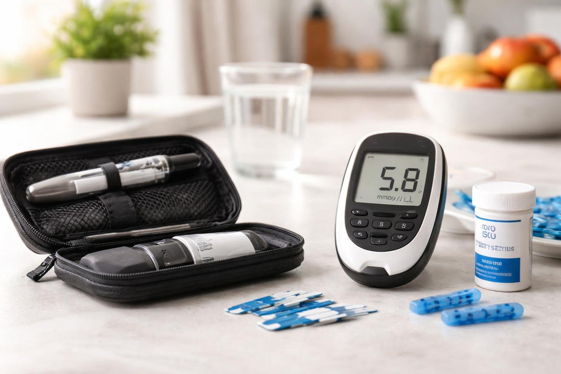 Home blood glucose meter kit with strips and lancets
