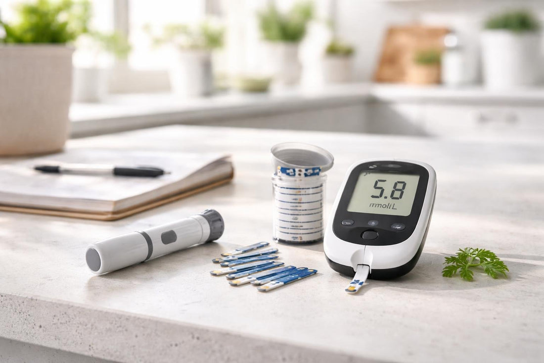 Blood glucose meter with test strips for home testing