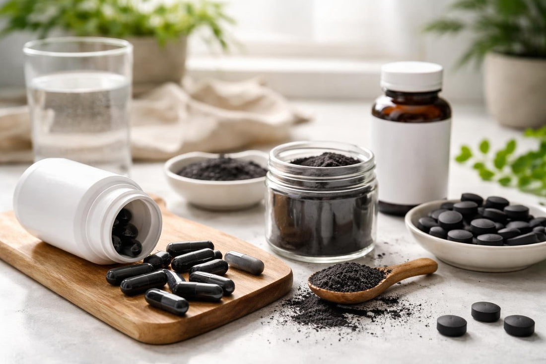 Budget-friendly activated charcoal supplements in capsules and powder
