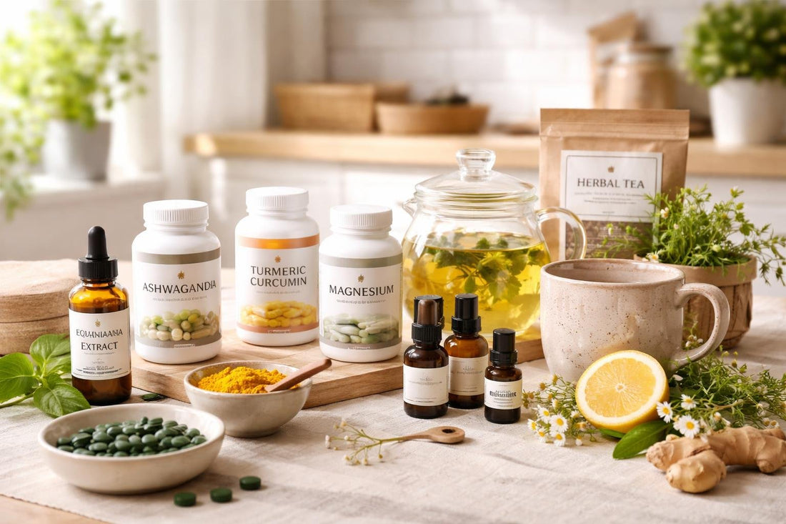 Budget-friendly alternative medicine products arranged for daily wellness