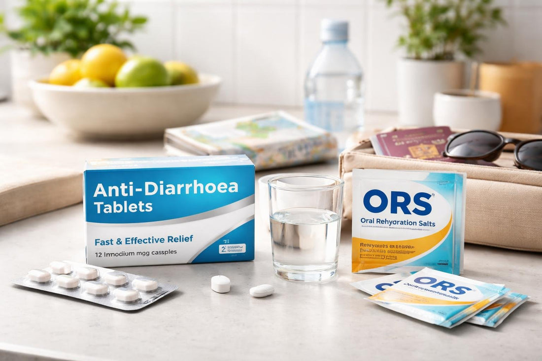 Budget antidiarrhoeal tablets and ORS sachets for UK travel